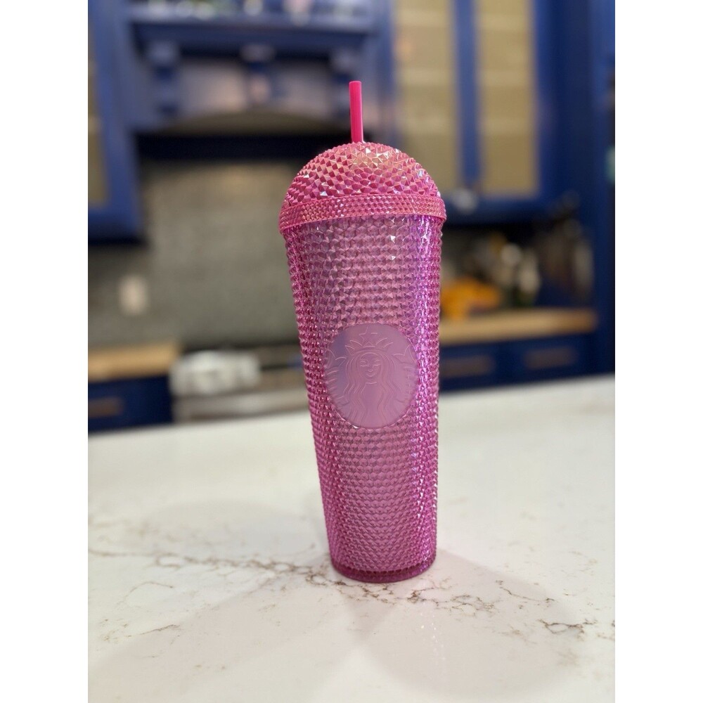 starbucks 2025 summer studded iridescent domed tumbler pink